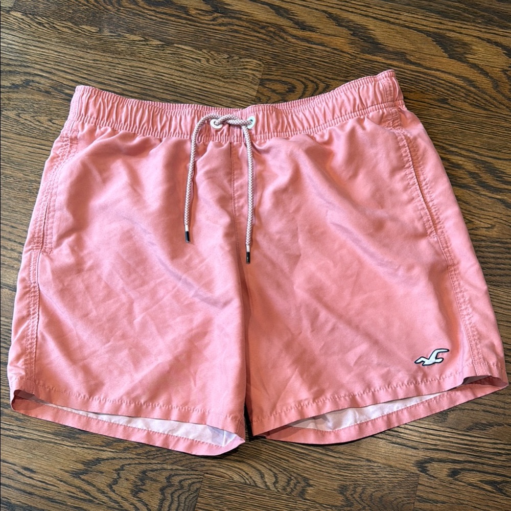 Hollister Pink/Salmon swim shorts with Drawstring Waistband